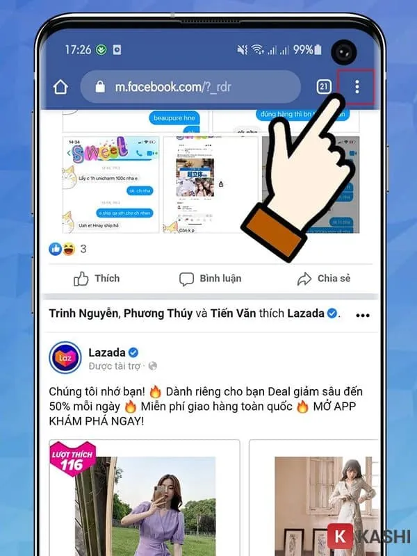 Truy cập Facebook bằng trình duyệt Chrome trên điện thoại