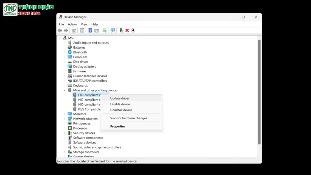 Cập nhật driver để mở chuột máy tính HP