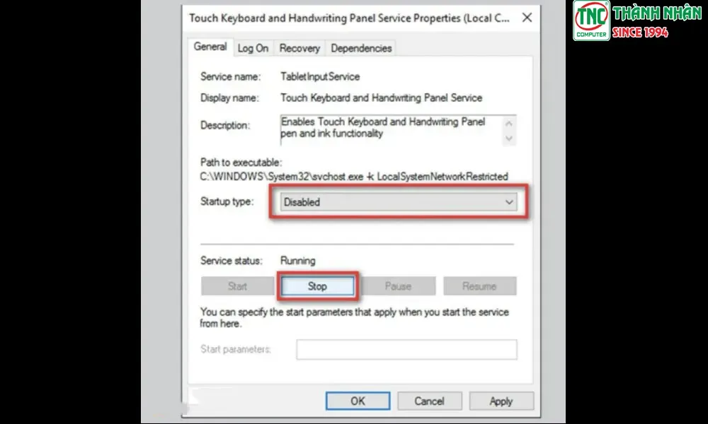 Vô hiệu hóa Touch Keyboard Service để mở chuột máy tính HP