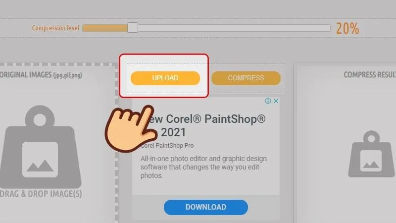 Tải ảnh lên Compressnow, công cụ trực tuyến hỗ trợ cách giảm dung lượng ảnh trên máy tính