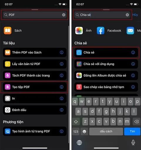 Tìm kiếm và chọn tùy chọn Tạo tệp PDF để chuyển đổi hình ảnh sang định dạng nén