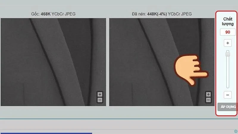 So sánh chất lượng ảnh gốc và ảnh sau khi nén bằng Optimizilla để cân bằng giữa kích thước và độ nét