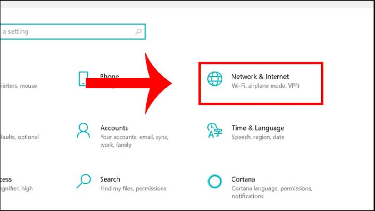 Chọn Network &amp; Internet và kích hoạt Mobile Hotspot trong Windows 10 Settings