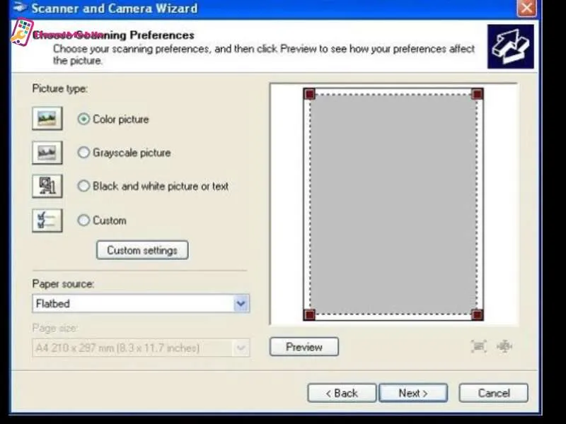 Tùy chọn thiết lập chất lượng và loại hình ảnh khi scan trên máy tính