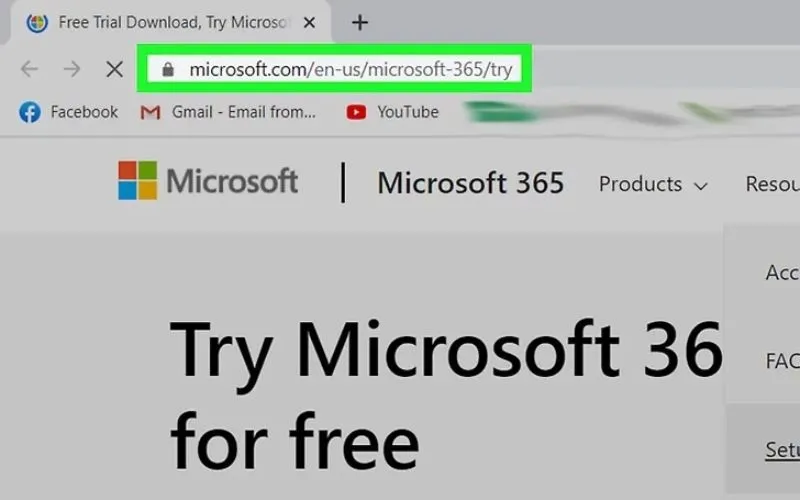 Giao diện đăng ký bản dùng thử miễn phí 1 tháng của Office 365, một bước trong cách sử dụng Excel trên máy tính