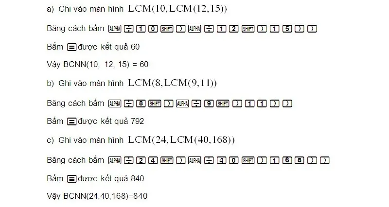 Tìm bội chung nhỏ nhất bằng máy tính cầm tay Casio
