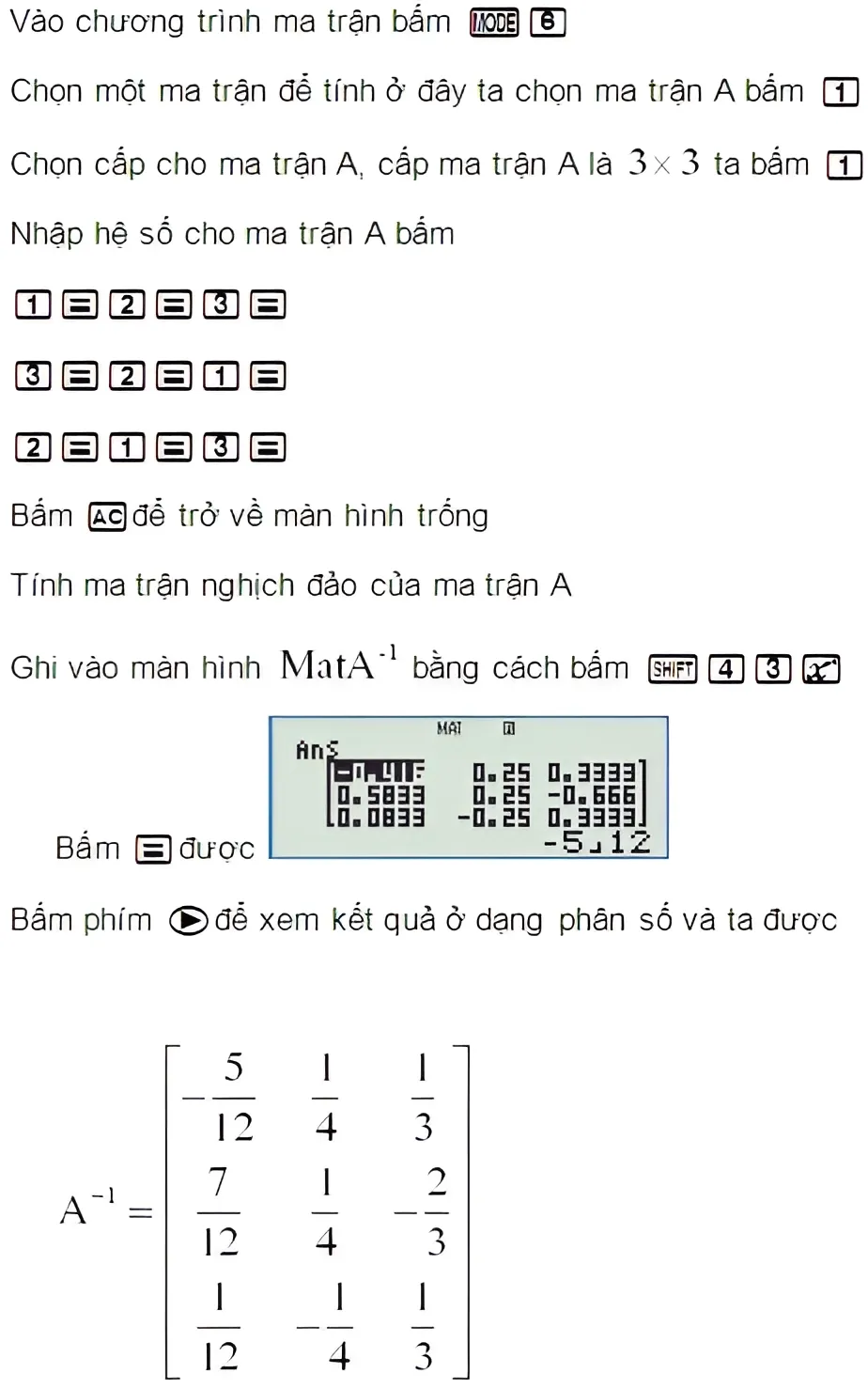 Cách bấm ma trận bằng máy tính Casio
