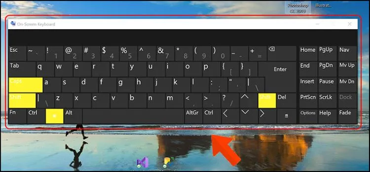 Giao diện và cách mở bàn phím ảo (On-Screen Keyboard) để hỗ trợ nhập liệu trên Dell