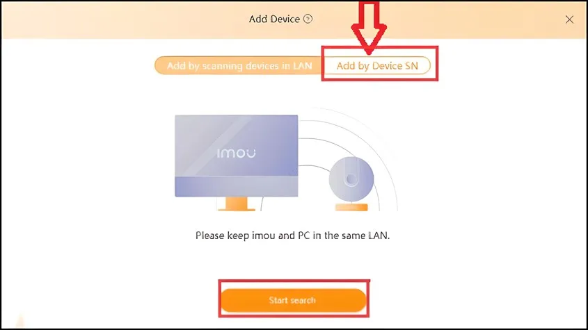 Chọn Add by Device SN để thêm thủ công mã SN