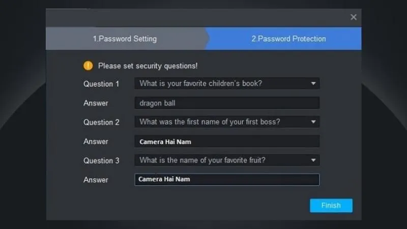Thiết lập câu hỏi bảo mật cho KBIVMS
