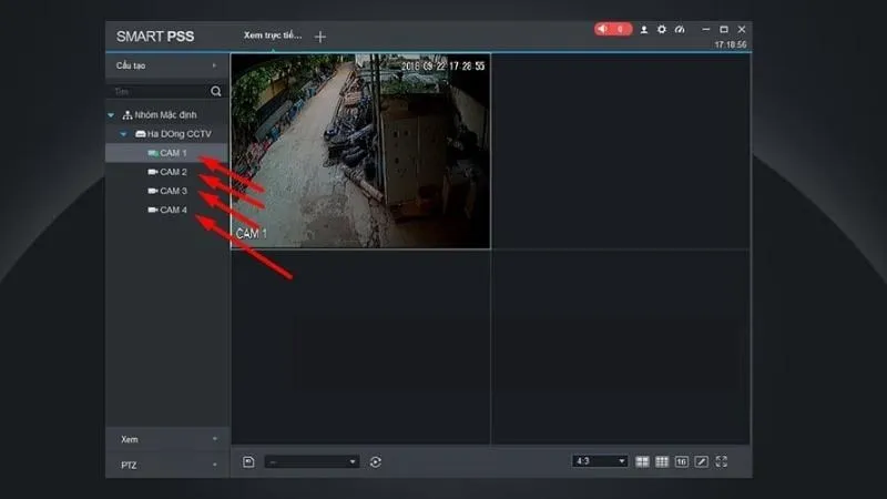 Màn hình các thiết bị camera Smart PSS sẵn sàng xem