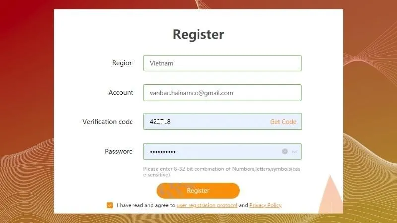 Tiến hành đăng kí tài khoản IMOU Life PC