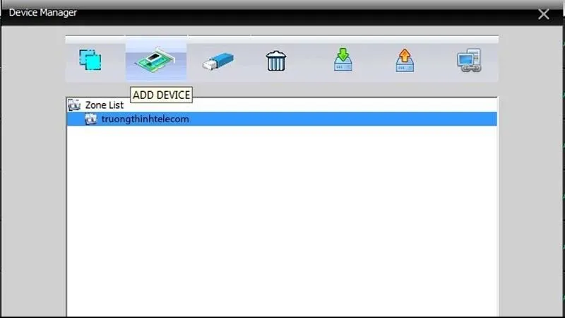 Nhấn vào Zone đã tạo, sau đó nhấn Add Device để thêm camera vào CMS