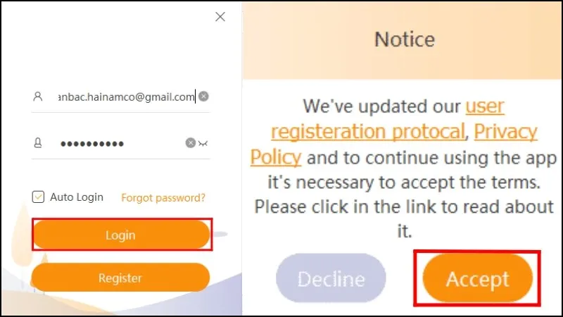 Đăng nhập Imou Life trên máy tính và chọn Accept