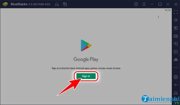 Màn hình đăng nhập tài khoản Google để sử dụng Google Play Store trong môi trường giả lập