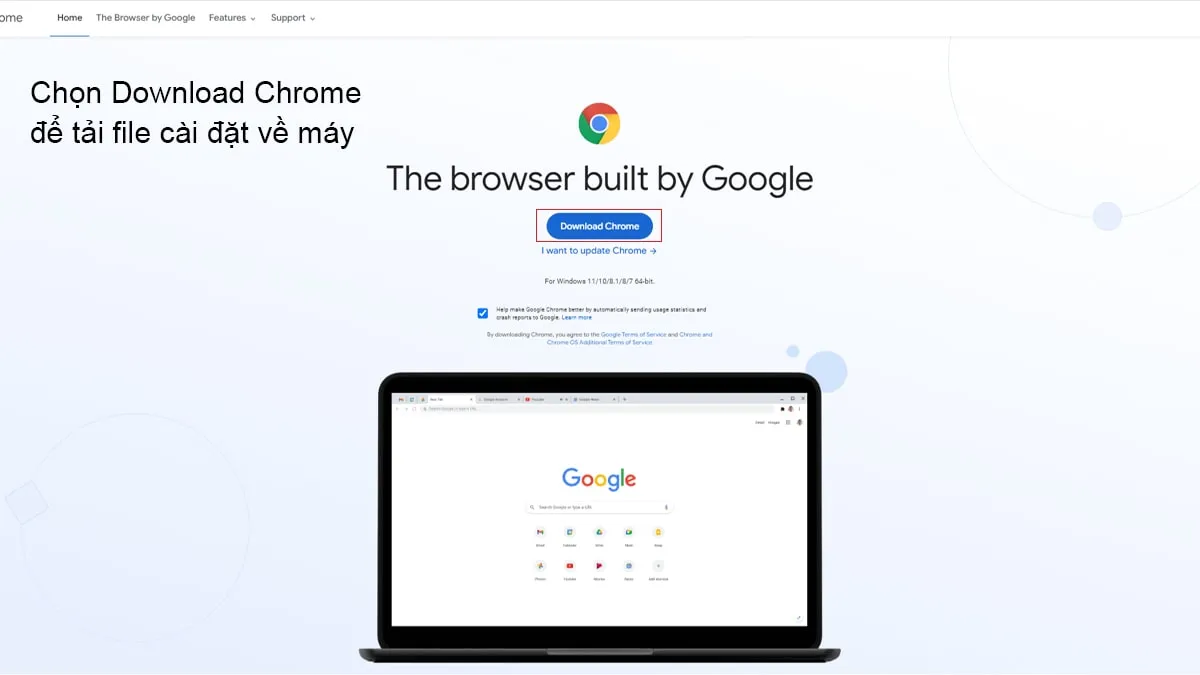 Hướng dẫn người dùng nhấn chọn nút Chạy (Run) để bắt đầu cài đặt Chrome trên hệ điều hành Windows 7