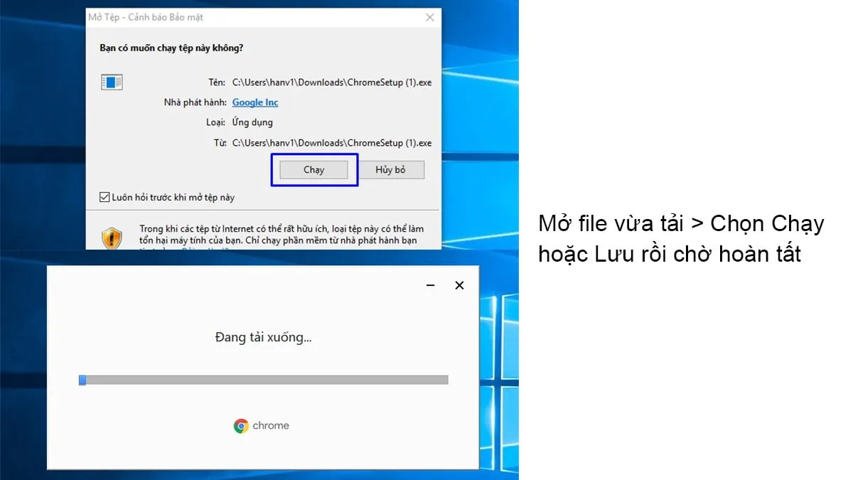 Biểu tượng Google Chrome sau khi đã cài đặt thành công trên màn hình máy tính desktop