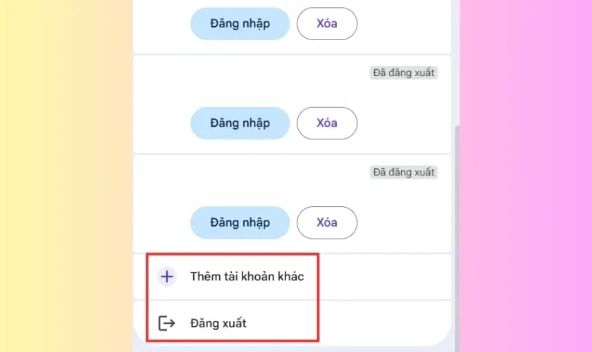 Màn hình đăng nhập/đăng xuất tài khoản Google để thực hiện cách tải google docs về máy tính khi bị giới hạn.