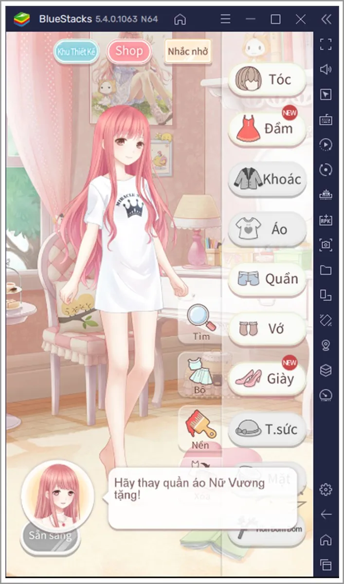 Giao diện chính của game Ngôi Sao Thời Trang sau khi đăng nhập thành công