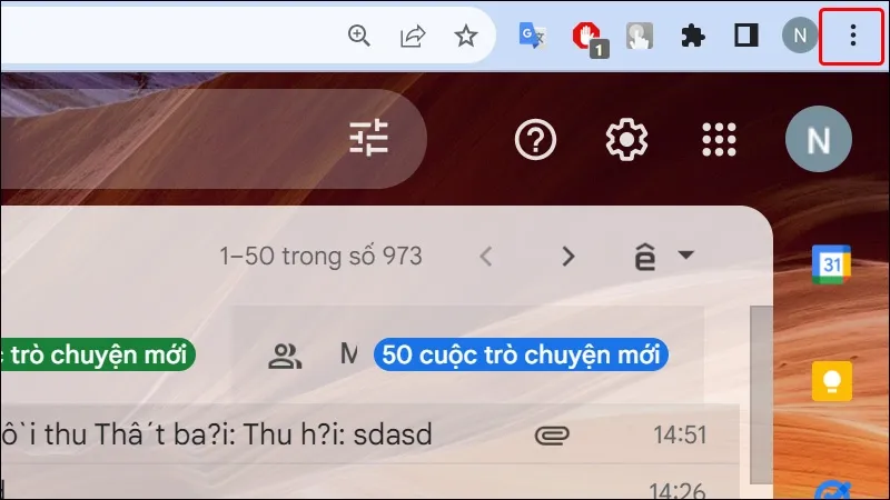 Biểu Tượng Dấu Ba Chấm Để Bắt Đầu Quy Trình Cài Đặt Ứng Dụng Gmail PWA Trên Máy Tính