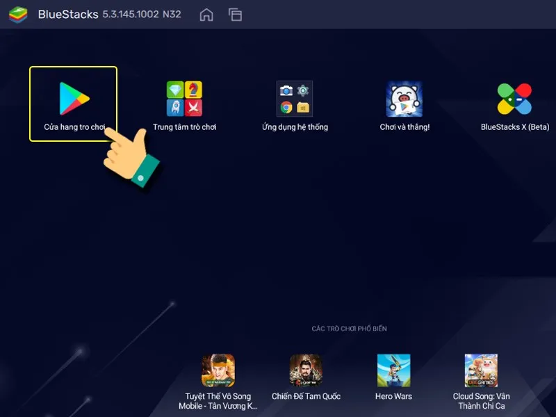 Giao diện chính của BlueStacks trước khi thực hiện cách tải Granny trên máy tính
