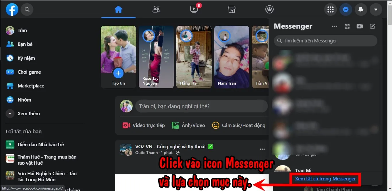 Lựa chọn Xem tất cả trong Messenger để truy cập kho ảnh đã chia sẻ