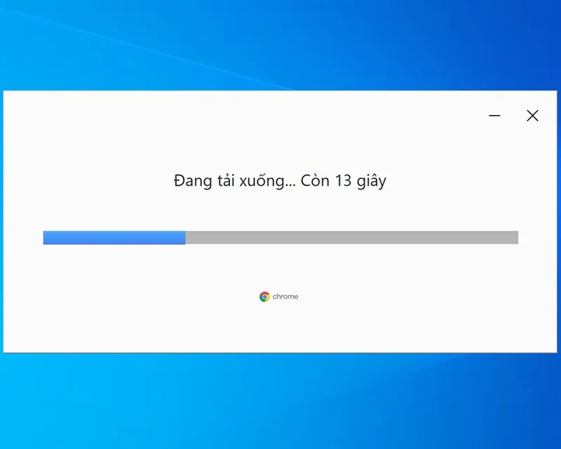 Hiển thị thanh tiến trình 'Đang tải xuống' dữ liệu cần thiết cho việc cài đặt Chrome về máy tính.