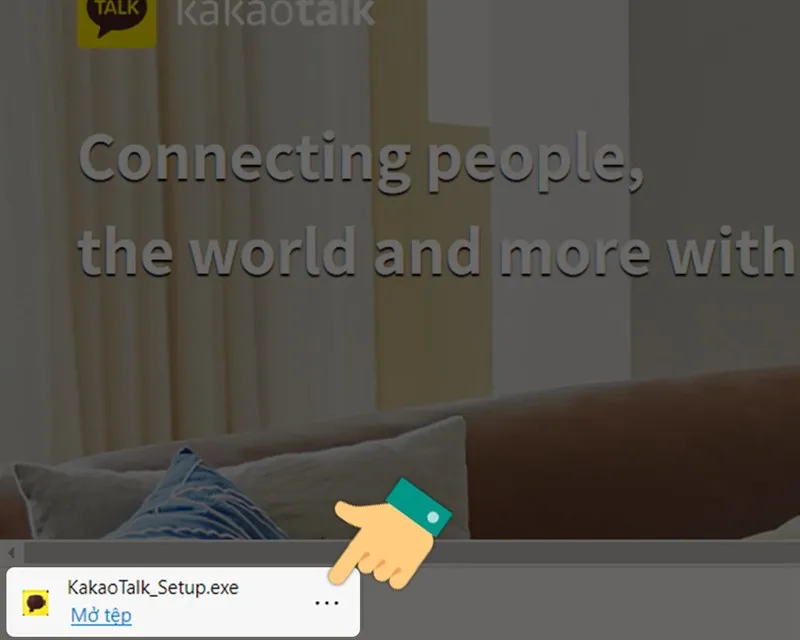 Người dùng nhấp đúp chuột để khởi chạy tệp cài đặt KakaoTalk mới tải về máy tính