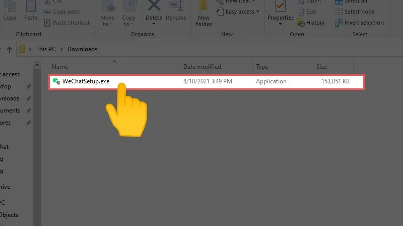 Tìm kiếm và mở file WeChatSetup.exe để bắt đầu quy trình cài đặt Wechat cho máy tính