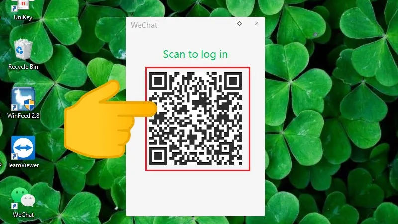 Màn hình đăng nhập Wechat PC hiển thị mã QR, yêu cầu dùng điện thoại để quét và xác nhận