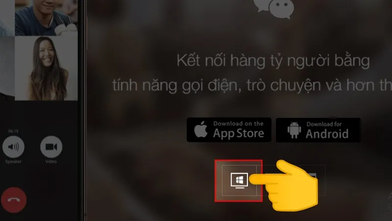 Giao diện trang chủ Wechat PC, chọn phiên bản tải xuống cho Windows để thực hiện cách cài wechat trên máy tính