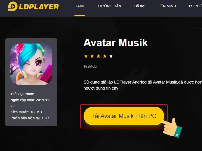 Hướng dẫn allintitle:cách tải game avatar musik trên máy tính bằng cách nhấn nút Tải trên trang LDPlayer