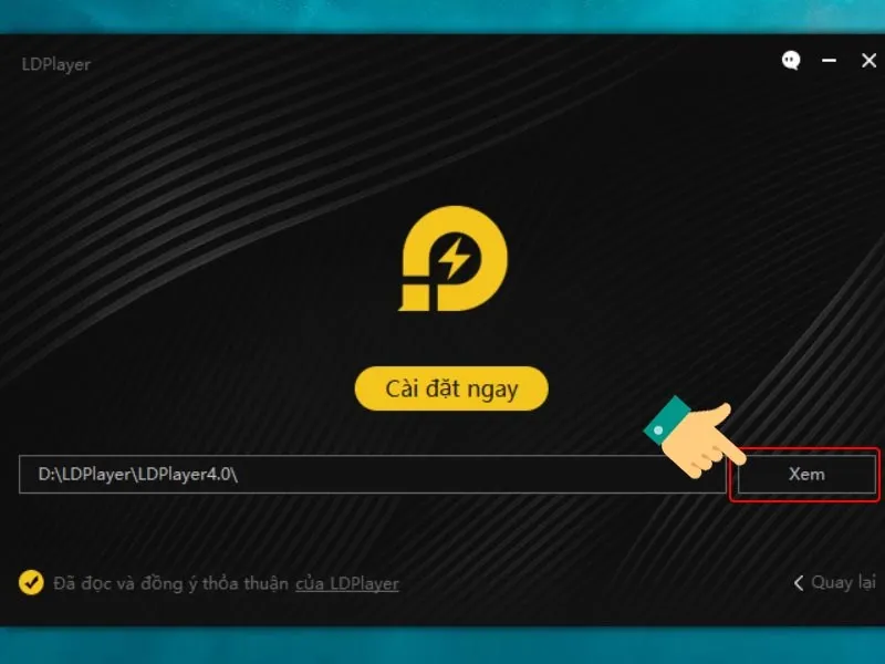 Cửa sổ thư mục cho phép chọn chính xác vị trí lưu trữ mới cho LDPlayer