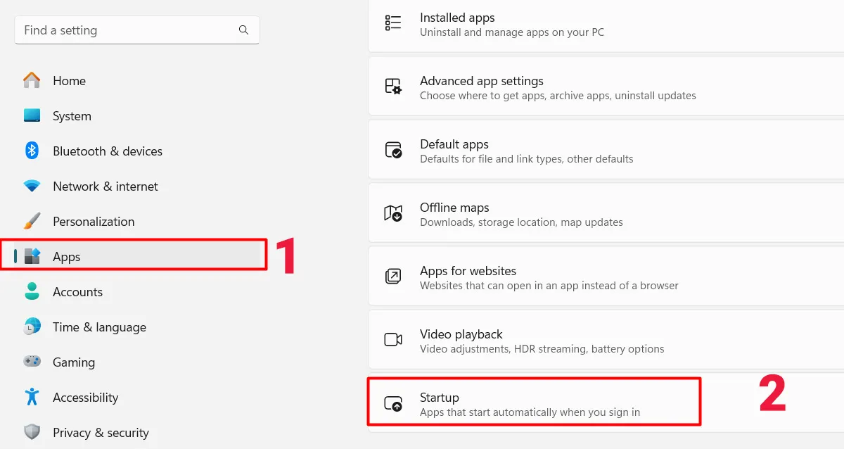 Giao diện quản lý Startup Apps trong Task Manager giúp kiểm soát chương trình khởi động cùng Windows, tăng tốc độ mở máy tính