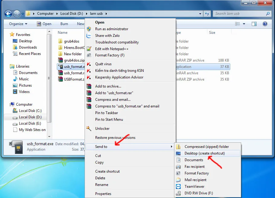 Cách tạo thư mục shortcut