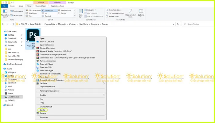 Mở hộp thoại RUN, gõ lệnh shell:startup để truy cập thư mục chứa lối tắt của các ứng dụng tự chạy khi mở máy tính