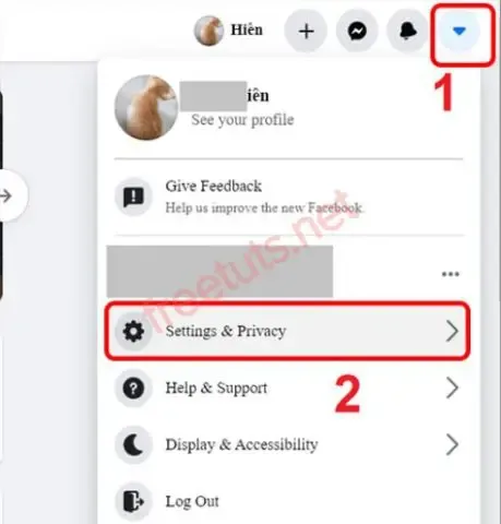 Giao diện cài đặt ngôn ngữ Facebook trên máy tính cá nhân