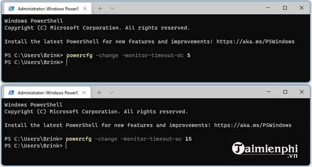 Sử dụng lệnh powercfg để thay đổi thời gian chờ khóa màn hình Windows 11