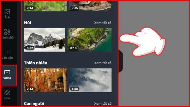 Kho video có sẵn được Canva cung cấp