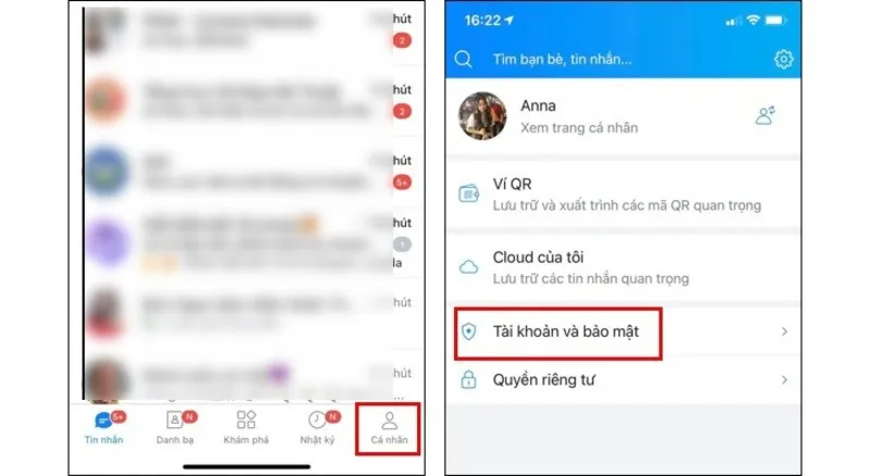 Chọn Tài Khoản Và Bảo Mật để Xem Lịch Sử Đăng Nhập Thiết Bị