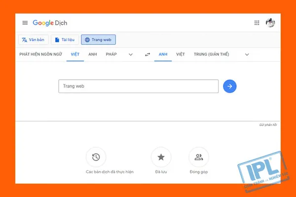 Sử dụng Google Dịch bằng cách dán URL vào khung dịch