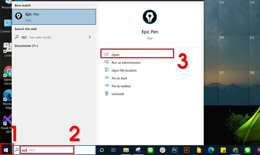Cách vẽ lên màn hình máy tính Windows bằng Epic pen bước 1