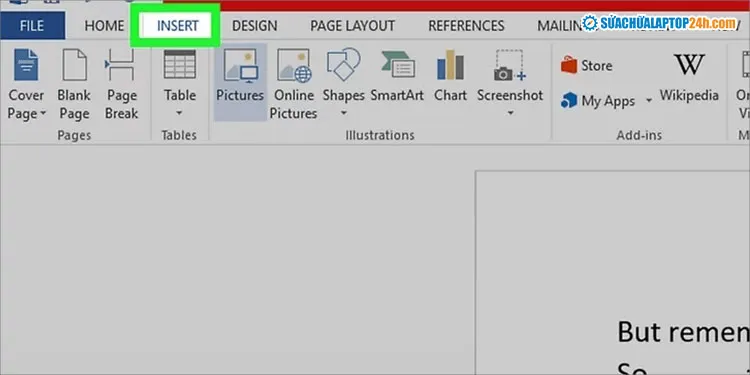 Thao tác Insert và chọn Symbol để chèn dấu căn bậc hai vào Word