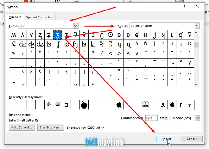 Chèn ký tự phiên âm tiếng Anh bằng bảng Symbol trong Word