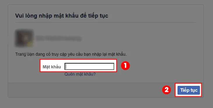 Nhập mật khẩu để xác nhận quá trình vô hiệu hóa tài khoản