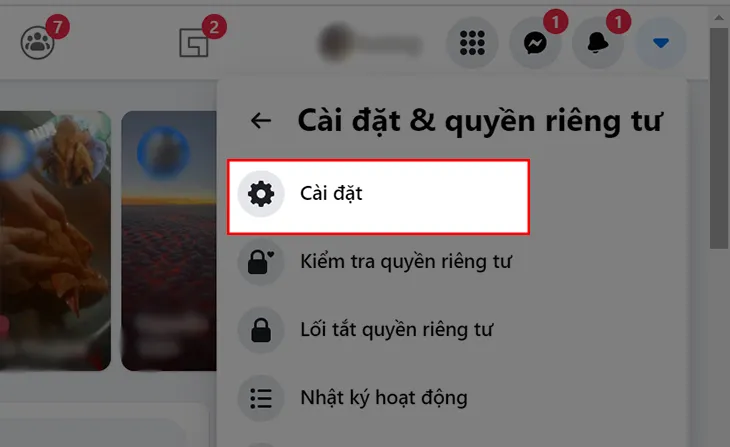 Chọn mục Cài đặt chung trên trình duyệt desktop để quản lý tài khoản