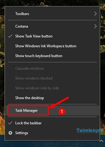 Cách mở Task Manager từ thanh Taskbar của Windows