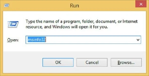 Tại Run gõ msinfo32