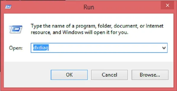 Gõ dxdiag trên hộp thoại Run
