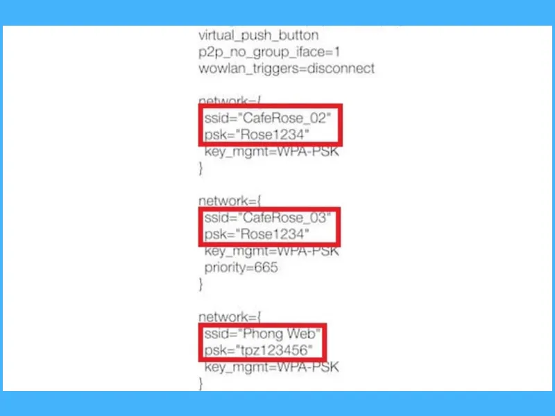 Mật khẩu mạng Wifi sẽ nằm ở vị trí SSID